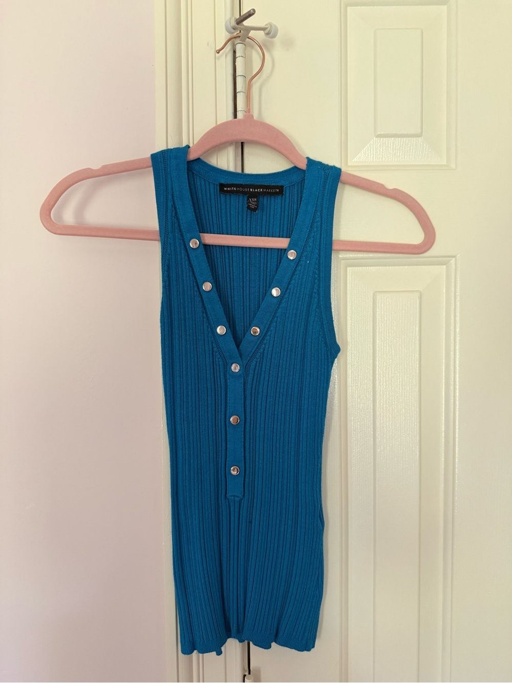 Sleeveless Ribbed Button-Front Tank - Teal